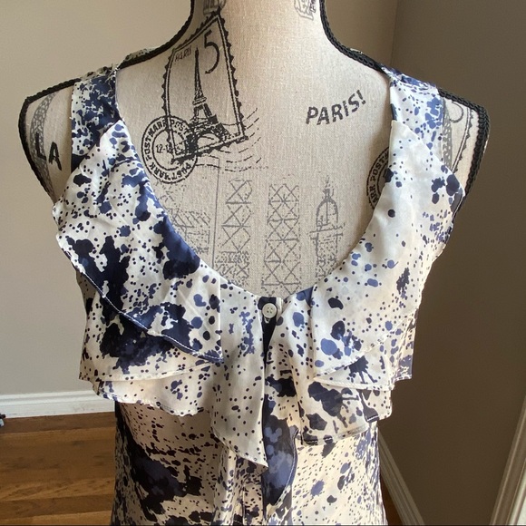 Teenflo Sleeveless silk printed ruffle blouse - Picture 2 of 10